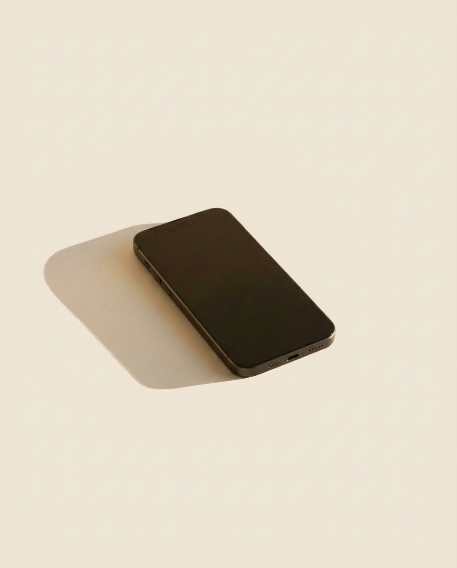 A single phone resting face-down on a warm surface — the day’s one capture, set aside.